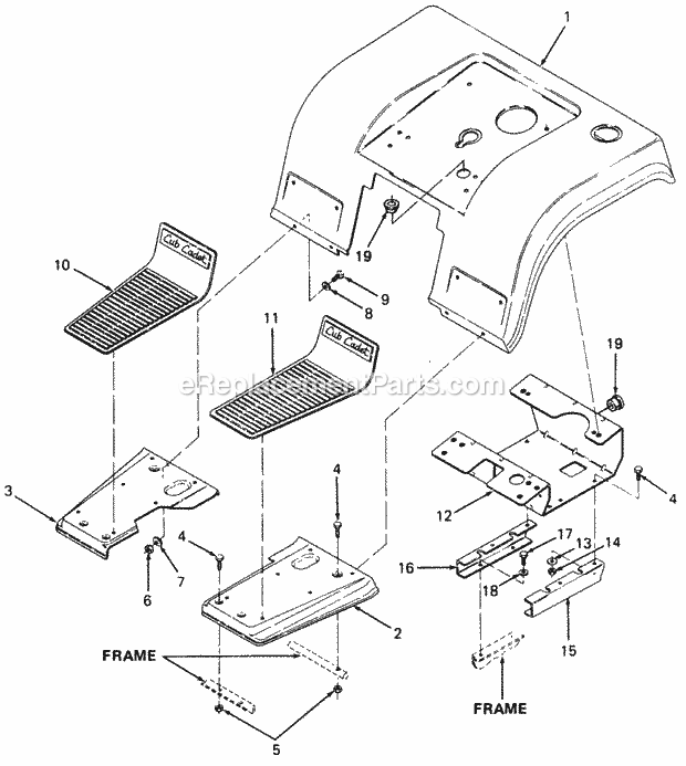 Fender & Footrest Diagram and Parts List for 1882 800000-821059, 140-721-100, 141-721-100 Cub Cadet Lawn Tractor